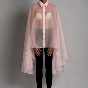 Ausgedehntes klassisches Organza-Shirt. Transparentes stilvolles Mädchenhemd. Geschenk für sie / Durchsichtig Organza Shirt / Organza Minikleid / Party Shirt Kleid