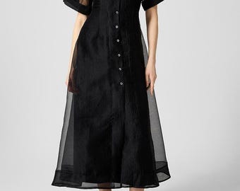 Layered organza dress/Evening Dress/Organza Overlay Dress/Cocktail party outfit/Dinner party