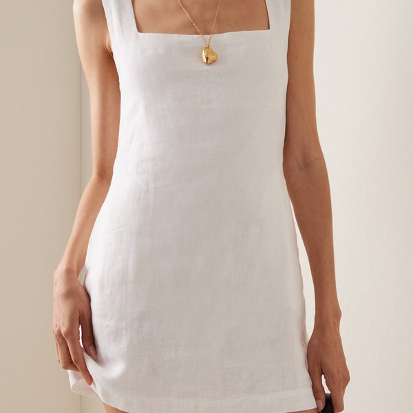 Classic linen dress - Bright White