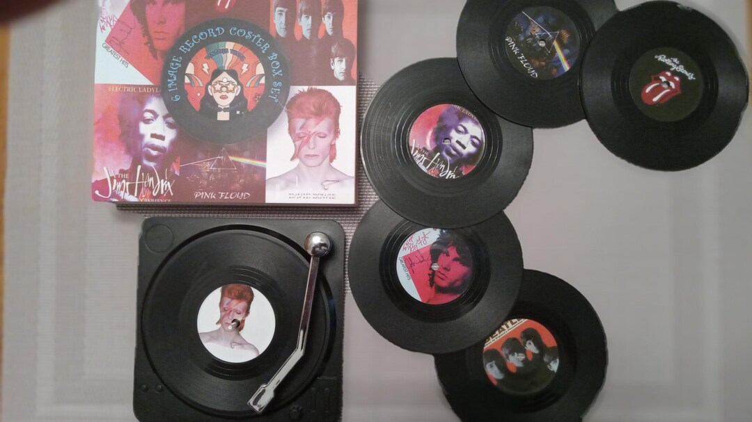 Vinyl Record Coasters With Record Player Stand, Retro Coasters, Mini ...