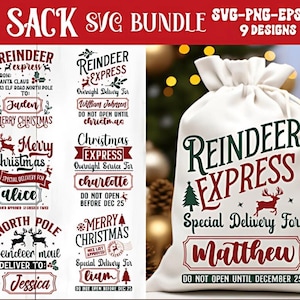Worek Świętego Mikołaja na Boże Narodzenie Svg, Pakiet Worek Świętego Mikołaja Svg, Worek Świętego Mikołaja png, Torba na prezenty Svg, Christmas Express Svg, Torba Świętego Mikołaja na Biegun Północny.