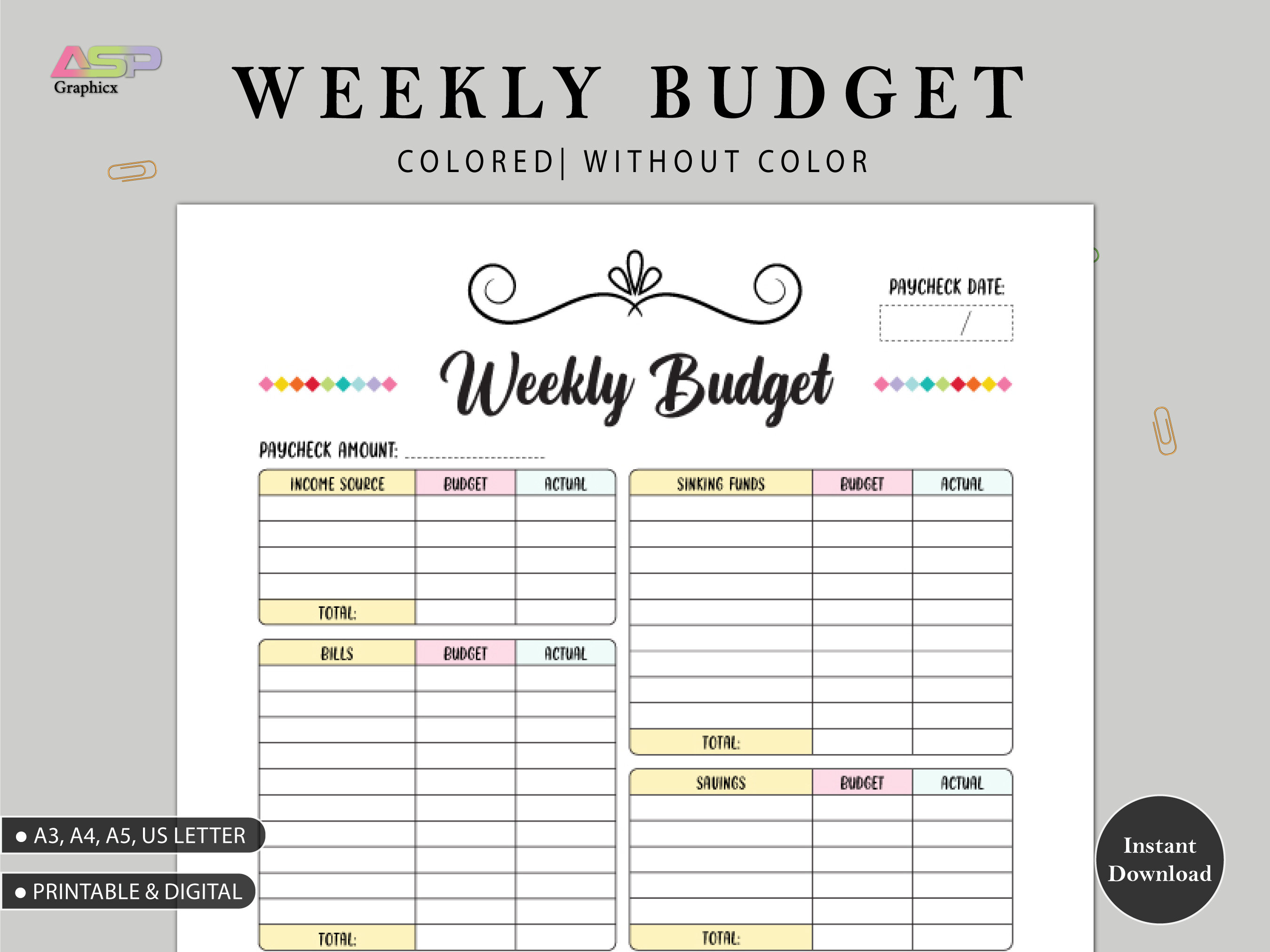 Weekly Budget Weekly Budget Template Weekly Budget Planner Etsy Weekly Budget Weekly Budget Template Weekly Budget Planner Etsy
