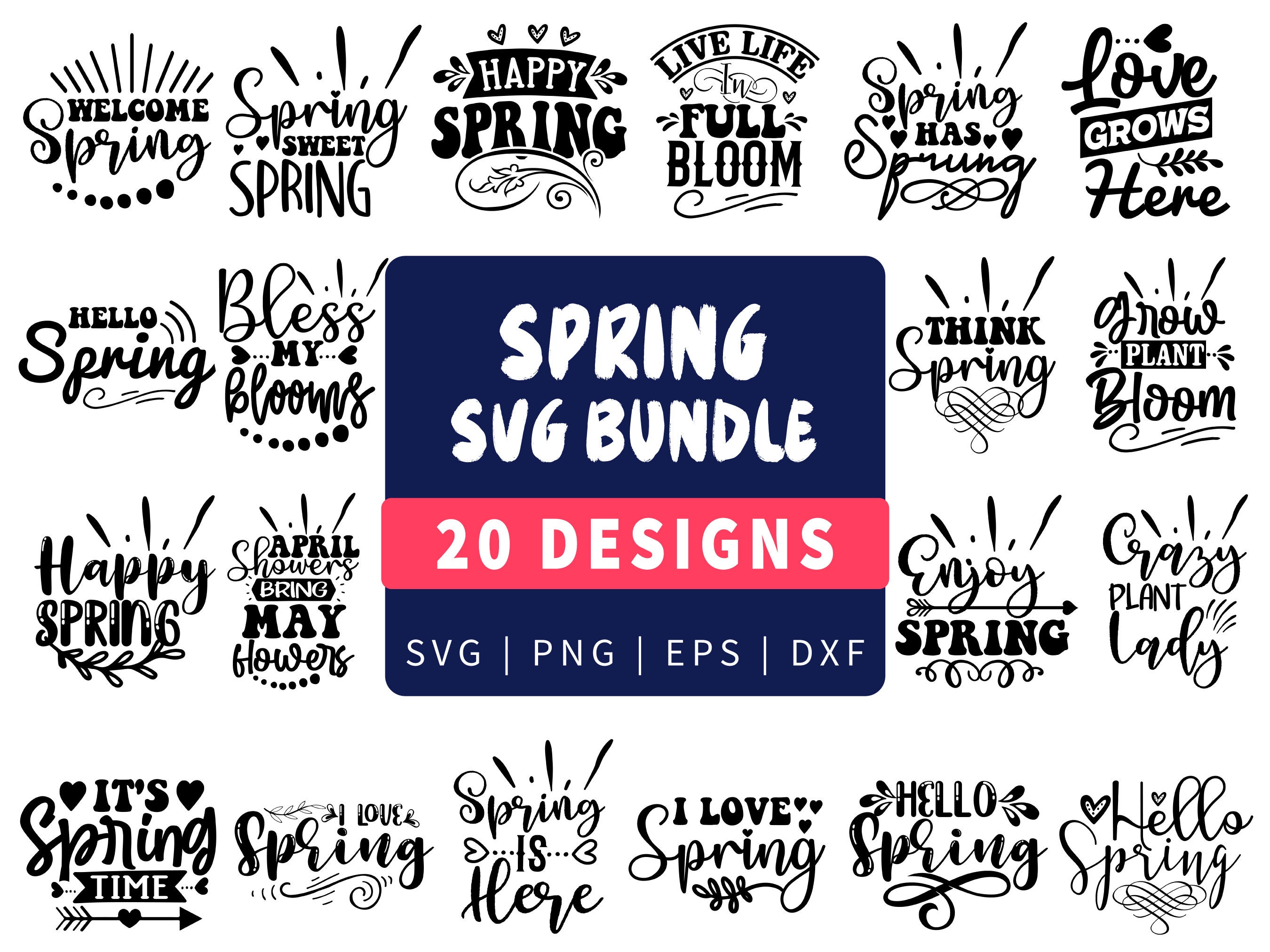 First Day Spring Svg Spring SVG Bundle, Easter Designs, Flower Cut Files (digital Download ...