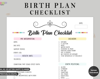 Editable Birth Plan Template Printable Birthing Plan Labour and ...