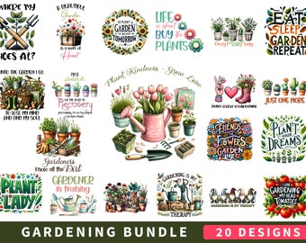 Pakiet sublimacji ogrodniczej | Clipart ogrodniczy | Clipart narzędzi ogrodniczych | Grafiki wiosenne | Kwiaty ogrodowe Png | Sprzęt ogrodniczy Png