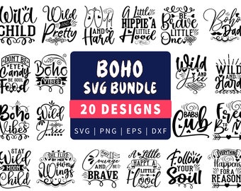 Boho Inspirational SVG Bundle – 20 Designs (Digital Download)
