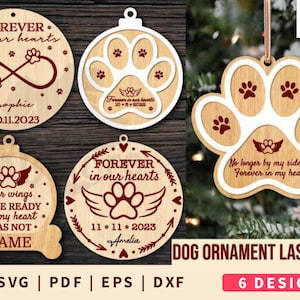 Dog Ornament Svg Laser | Dog Paw Ornament Svg | Dog Laser Cut Bundle | Paw Print Laser Svg File | Dog Glowforge SVG | Dog SVG Laser