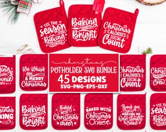 Ensemble Svg de manique de Noël, Svg Noël, manique svg, SVG mitaines de four, cuisine SVG, Svg de cuisson, citations drôles de cuisine, couper fichier Cricut