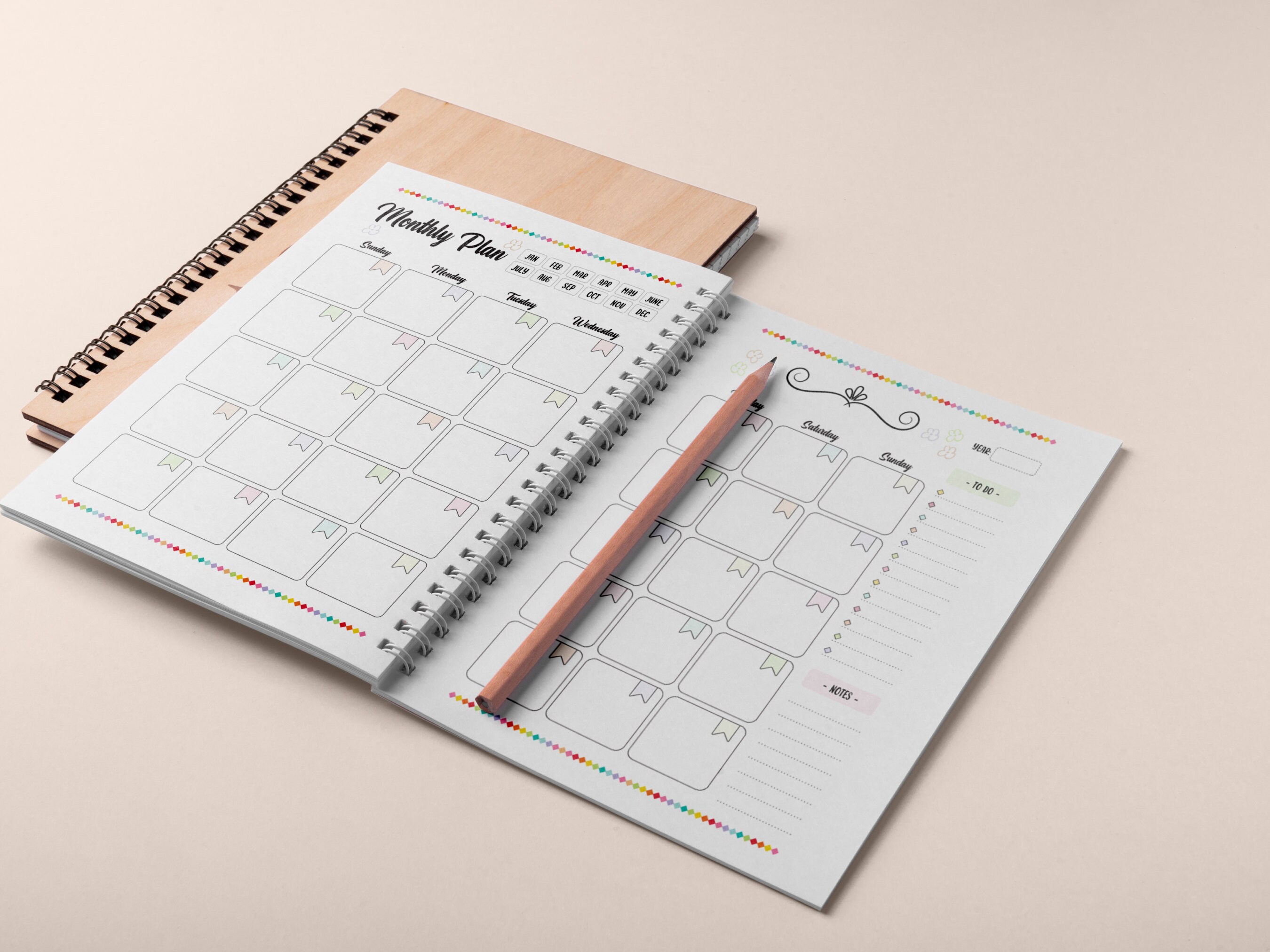 Monthly Planner 2-page Spread, Sunday Start (digital Download) - Etsy