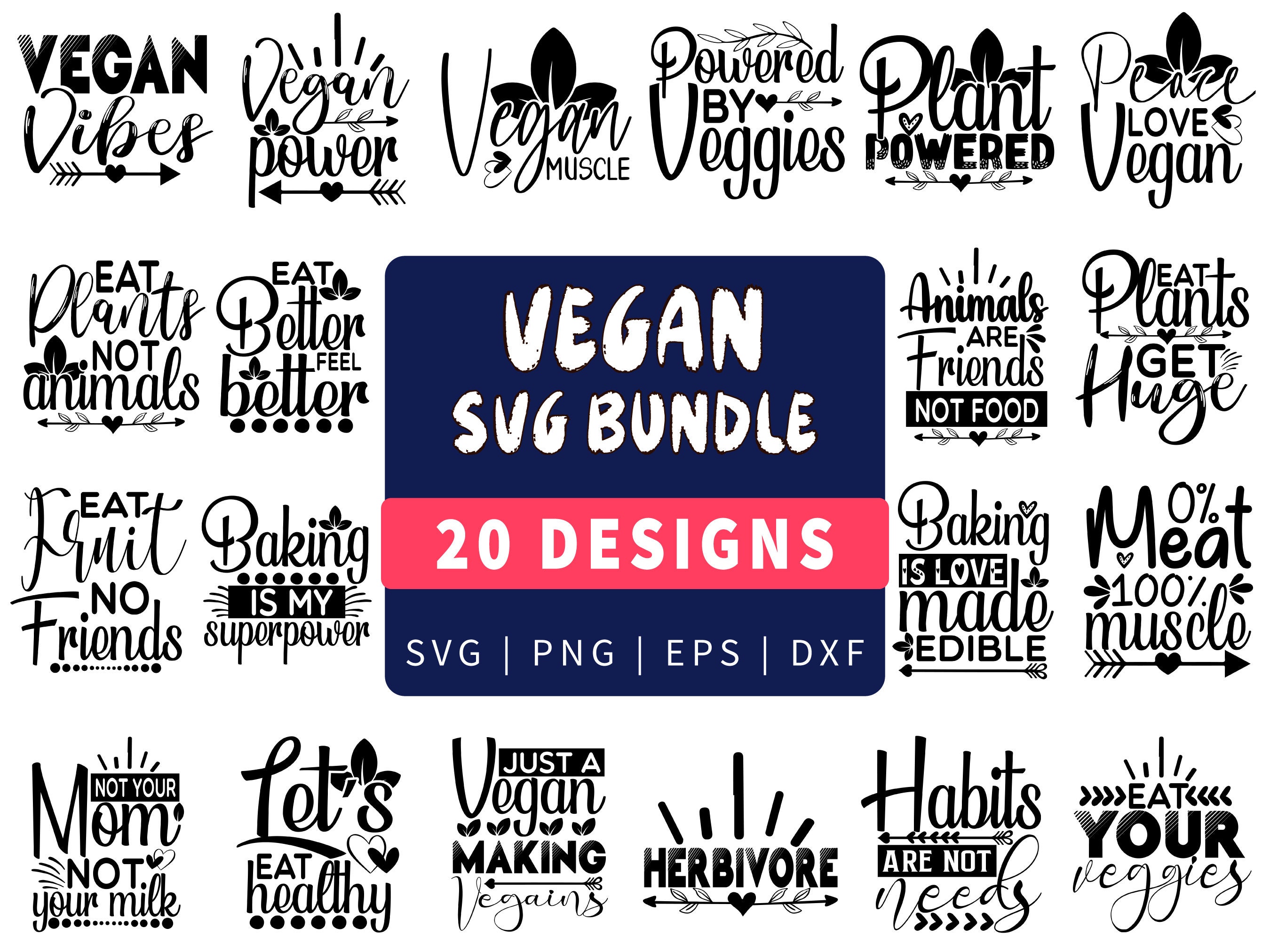 Vegan Svg Bundle |  Vegetarian Svg | Vegetarian Png | Vegan Svg Cut File | Cricut Cutting File | Vegan Svg Bundle Commercial Use.