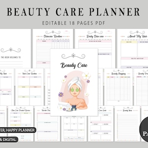 Skincare & Beauty Planner Bundle | Hair Care Planner | Glow Up Planner | Beauty Journal Makeup Tracker | Skincare Journal PDF