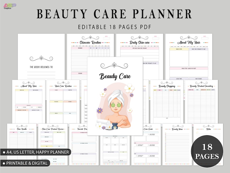 Stay organized and achieve your skincare goals with our comprehensive Skincare Planner. This Beauty Routine Planner is perfect for tracking your daily regimen, setting goals, and documenting your progress.