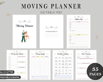 New Editable Home Moving Planner | New Apartment Checklist | New Apartment | Home Moving Essentials, Shopping List | Digital PDF
