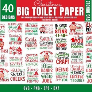 Pacchetto SVG di carta igienica divertente di Natale, regalo bavaglio di Natale, arredamento del bagno, regalo di Natale, regalo di carta igienica divertente - Svg Png Eps Dxf