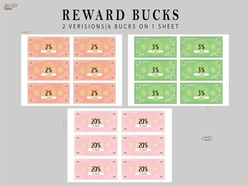 Editable Kids Reward Bucks | Mom Bucks PDF | Reward System for Kids ...