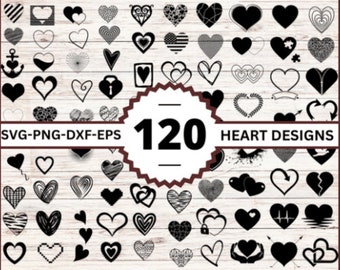 Heart Svg Bundle, Heart Svg, Hand Drawn Heart svg, Open Heart Svg, Doodle Heart Svg, Sketch Heart Svg, Love Svg, Valentine Svg, Cricut, Png, Dxf