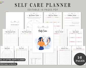 Self Care Planner Bundle | Self Care Checklist | Self-Love Journal | Mindfulness Journal | Selfcare Journal | Wellness Planner| 3 Sizes PDF