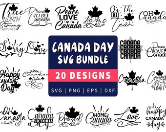 Kanadadagen Svg-paket | Kanadensiskt liv SVG/PNG/DXF/Jpg-filer för Cricut | Stolt över att vara kanadensare | Peace Love Canada.