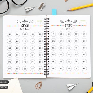SAVE 1000 dollar in 30 Days - Money Savings Challenge Printable | Dollar Savings | Savings Tracker | A3, A4, A5, Full Page.