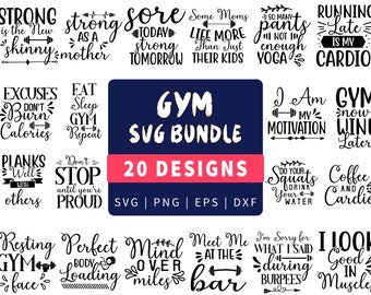 Gym SVG Design Bundle | Workout Fitness Graphics (Digital Download)