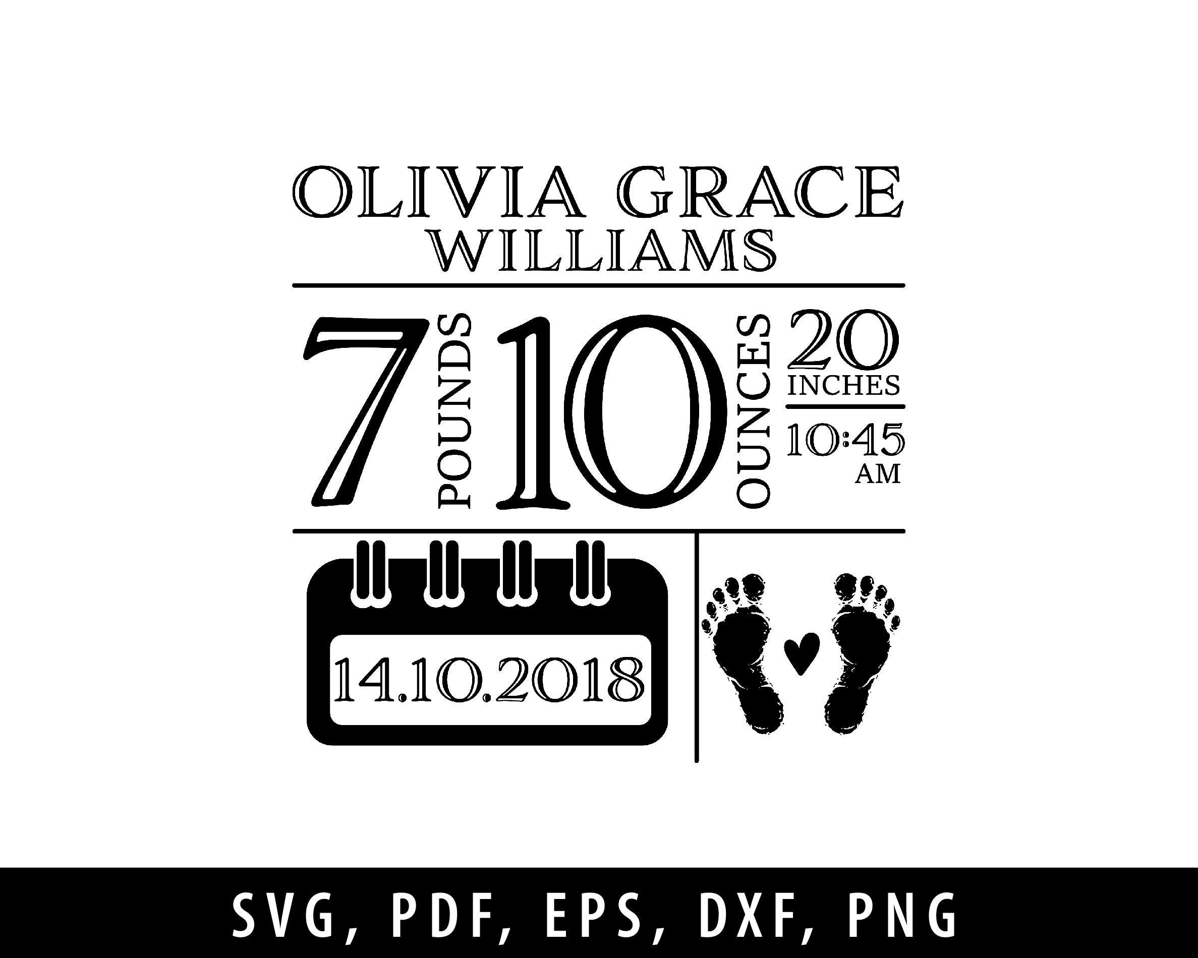 Metric Baby Stats Bundle SVG | Baby Birth Announcement Template | Baby ...
