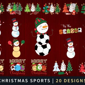 Christmas sports ball bundle SVG, Christmas personalized png, Christmas Winter Cozy png, Christmas sport player Custom, DTF Sublimation