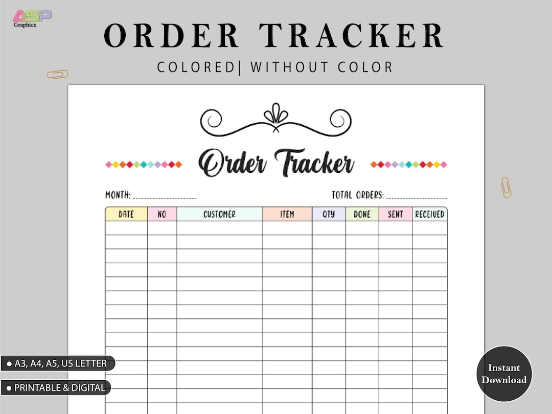 Order Tracker Printable Order Tracker Template Monthly Order Tracker Order Tracker Printable Order Tracker Template Monthly Order Tracker