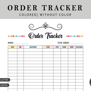 Order Tracker Printable | Order Tracker Template | Monthly Order Tracker | Order Tracker Form | A3, A4, A5, Letter Size.
