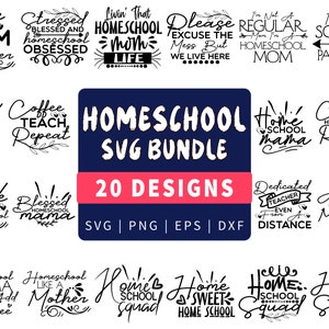 Homeschool SVG Bundle | Back to School Svg | Mom svg Design | Kids&#39; Home School Saying | Home Teacher Svg | Funny Kid&#39;s Quote.
