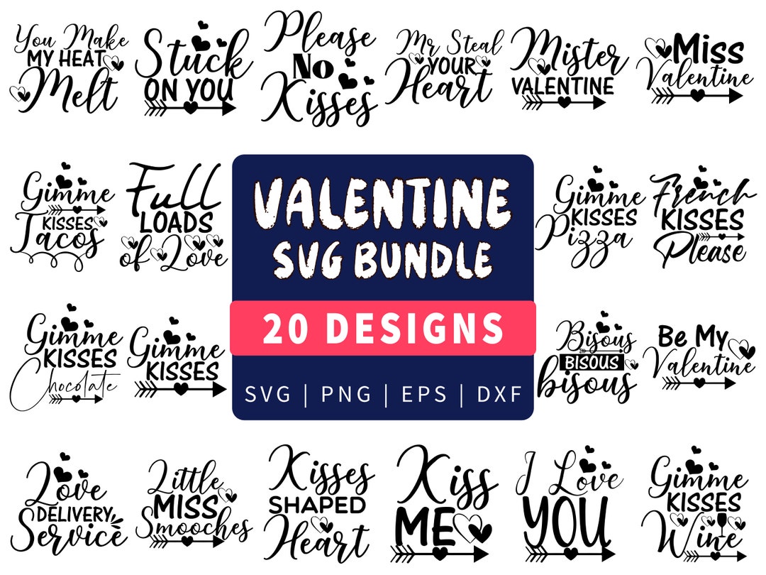 Valentine's Day SVG Bundle | 20 Love Designs (svg, Dxf, Eps, Png) - Etsy