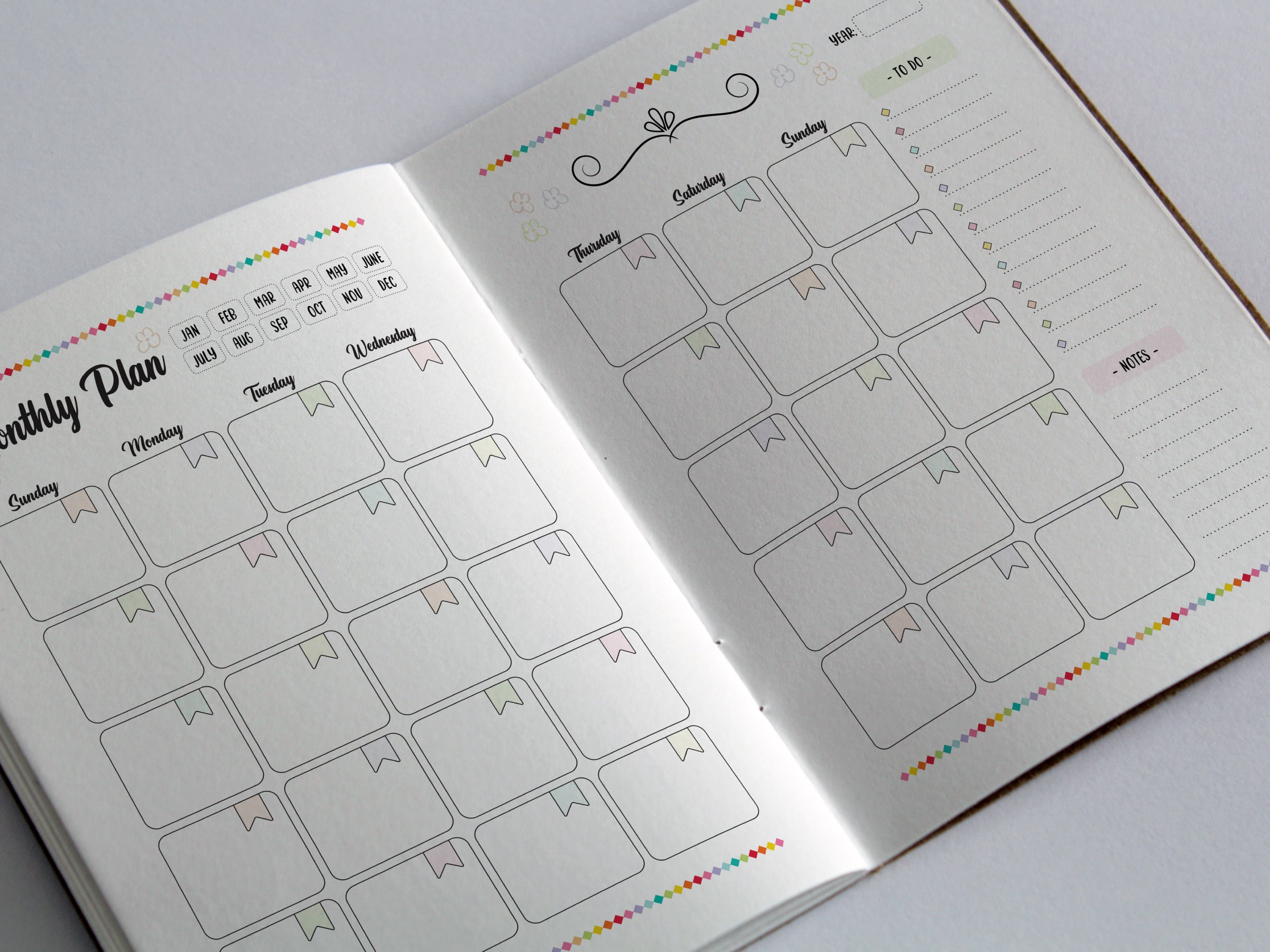 Monthly Planner 2-page Spread, Sunday Start (digital Download) - Etsy