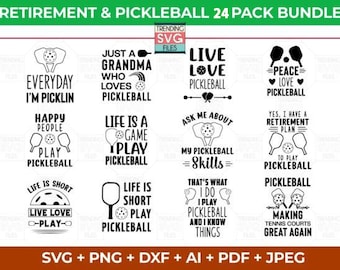 Pickleball SVG-paket, Pickleball SVG, Pickleball Cricut-filer, klippfiler för hantverkare, Pickleball t-shirtdesign, Pickleball Clipart, svg