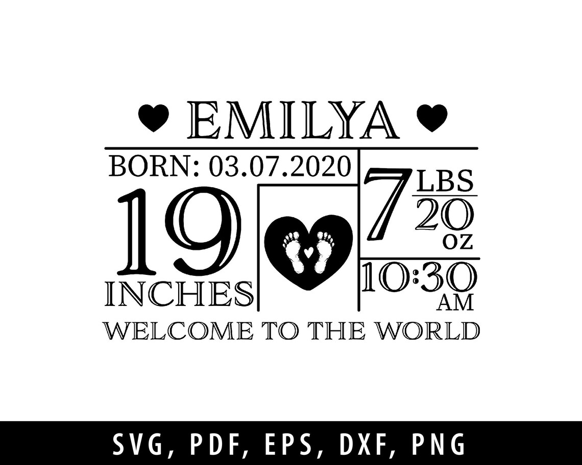 Metric Baby Stats Bundle SVG | Baby Birth Announcement Template | Baby ...