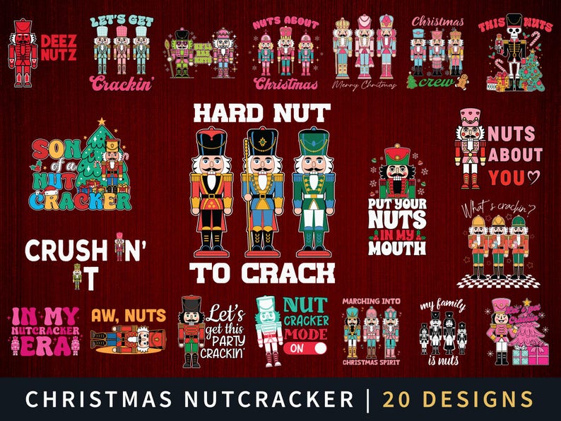 Christmas Nutcracker PNG Bundle, Nuts About Christmas, Merry Christmas Png, Pink Nutcracker, Nutcracker University Png, Xmas, Nutcracker