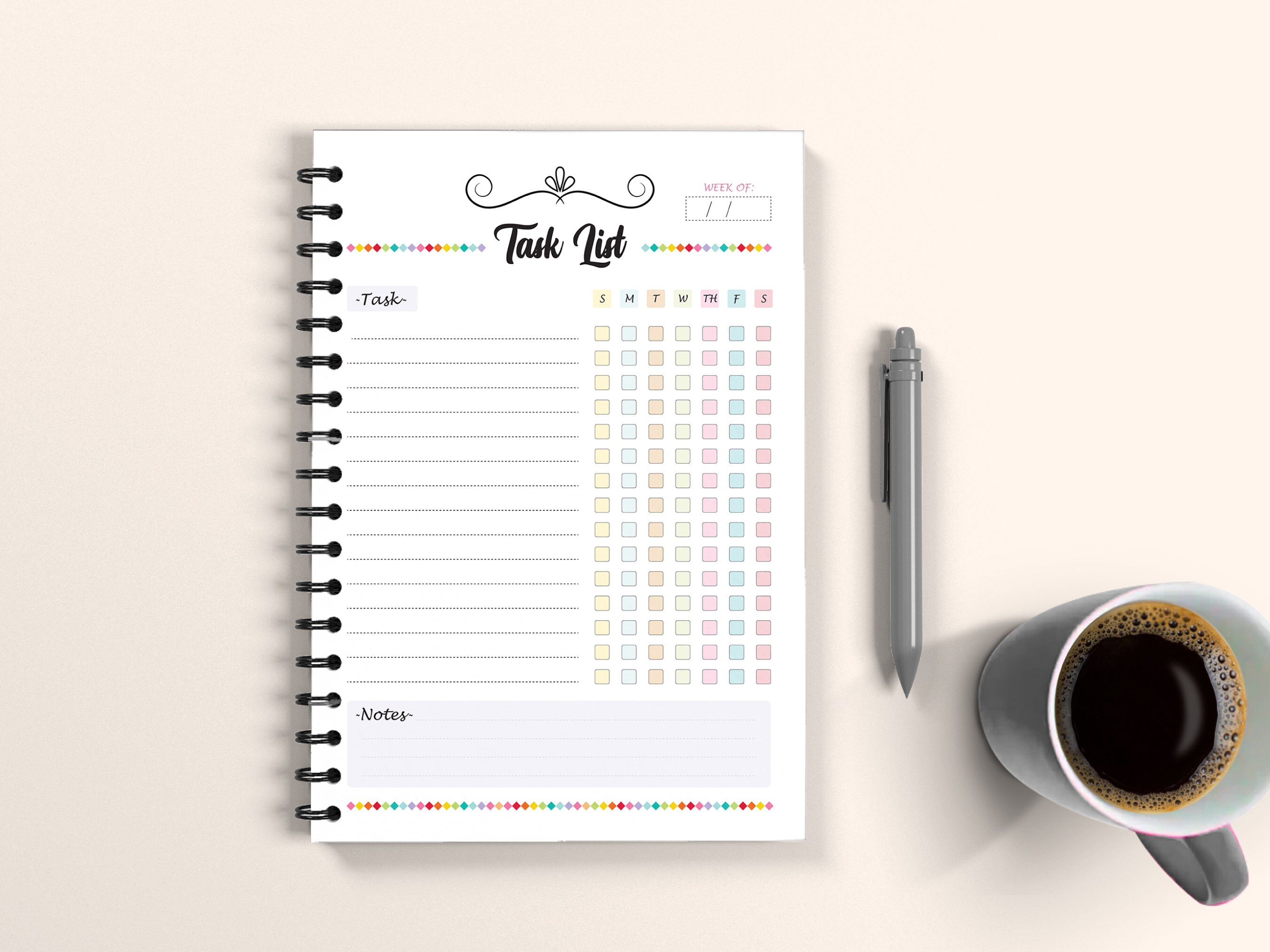 Weekly Task List Printable, Checklist Planner (A3, A4, A5, Letter Size ...