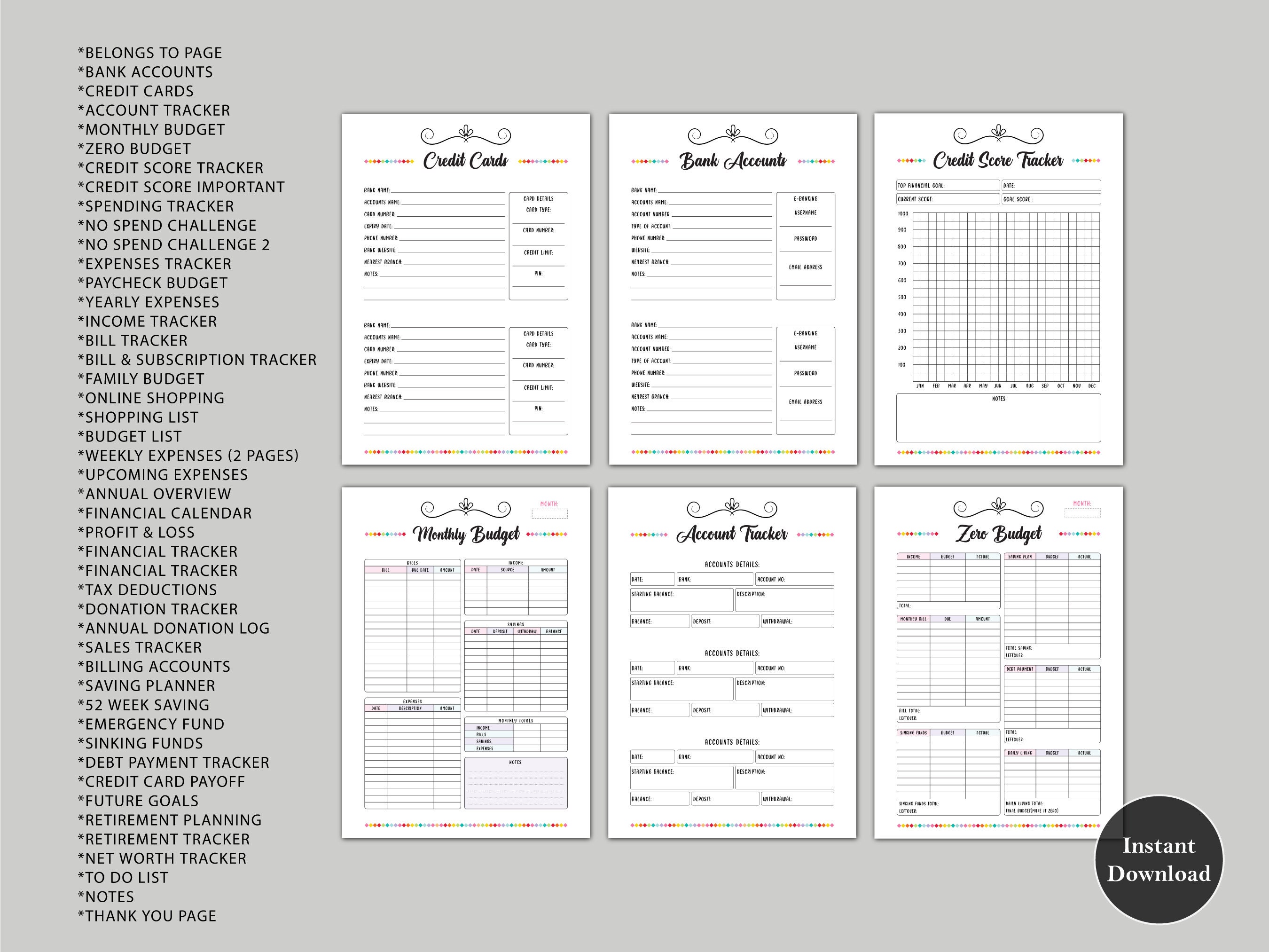 Printable Budget Planner Bundle | Financial Tracker Kit (PDF) - Etsy