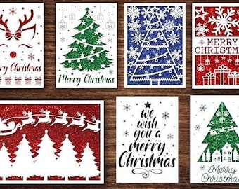 Joyeux Noël Carte SVG Bundle Noël svg. Carte de Noël svg. Le découpage de papier. Paquet de cartes de Noël svg. SVG 3D.