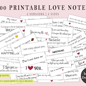 Notas de amor imprimibles / Mini tarjetas románticas para esposo / Regalos únicos para parejas / Notas para la lonchera para él / Notas de regalo para el novio