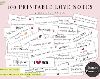 Notas de amor imprimibles / Mini tarjetas románticas para esposo / Regalos únicos para parejas / Notas para la lonchera para él / Notas de regalo para el novio
