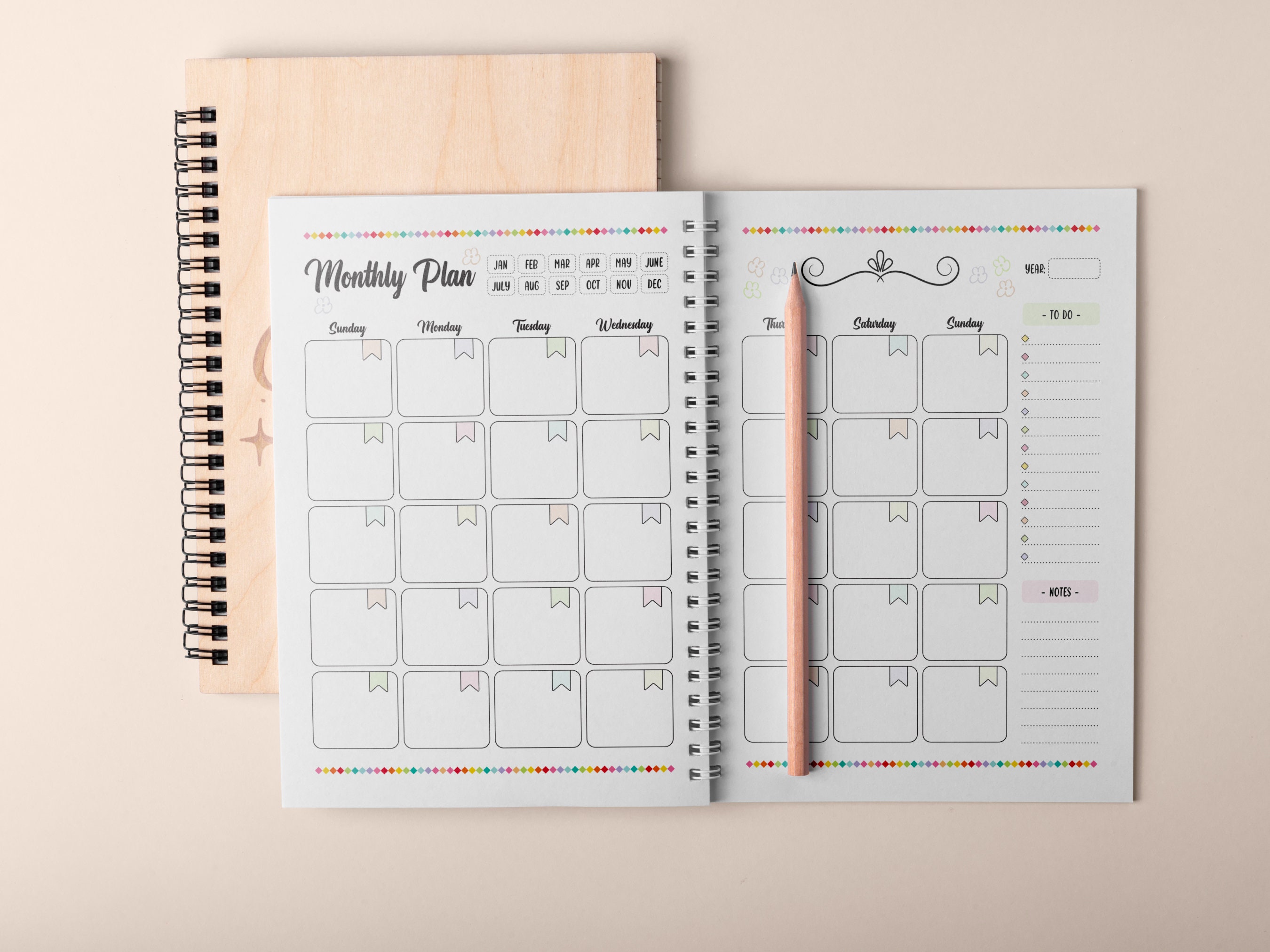 Monthly Planner 2-page Spread, Sunday Start (digital Download) - Etsy