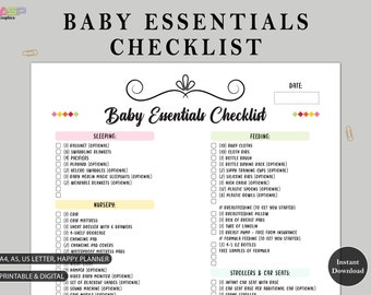 Baby Essentials Checklist | Baby Registry Checklist Printable | New-born Must Haves List | Pregnancy Checklist PDF | Happy Planner