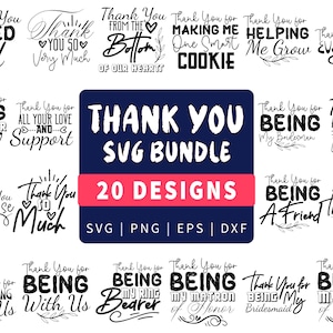 Thank you Svg Bundle, Thank you cards, Thank you stickers, Thank you gifts, Thank you Clipart, Thank you Cut Files for Cricut Silhouette