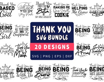Thank You SVG Bundle, Cards, Stickers, Clipart (Digital Files)