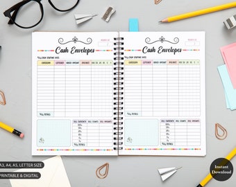 Cash Envelope Planner Printable, Budget Tracker, INSTANT DOWNLOAD, Classic Happy Planner, A3, A4, A5, Letter Size