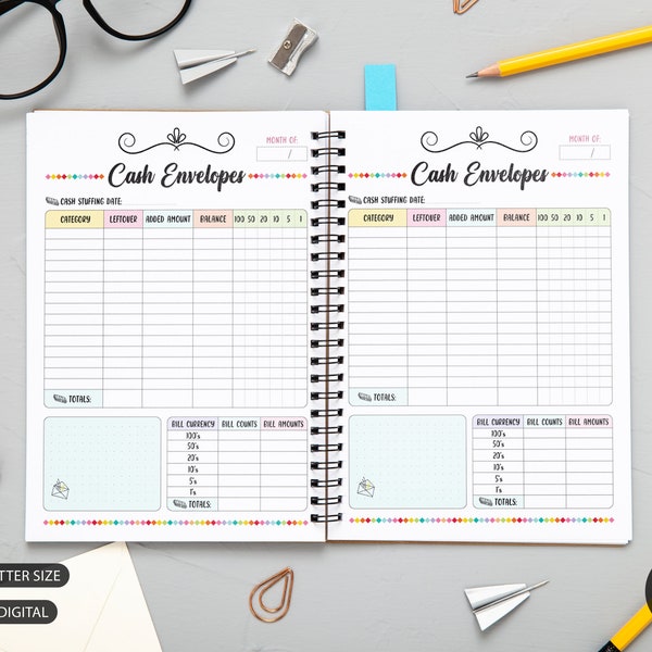 Cash Envelope Planner Printable, Budget Tracker, INSTANT DOWNLOAD, Classic Happy Planner, A3, A4, A5, Letter Size