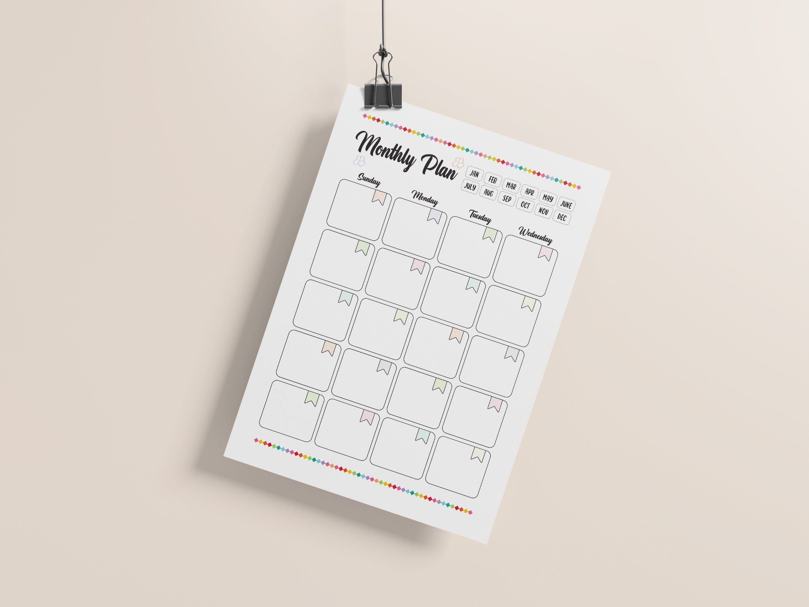 Monthly Planner 2-page Spread, Sunday Start (digital Download) - Etsy