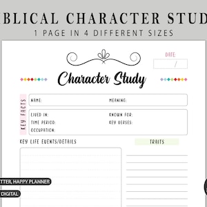 Character Study Printable | Biblical Character Study | Verse Mapping Printable | Verse Study | Bible Study Printable.