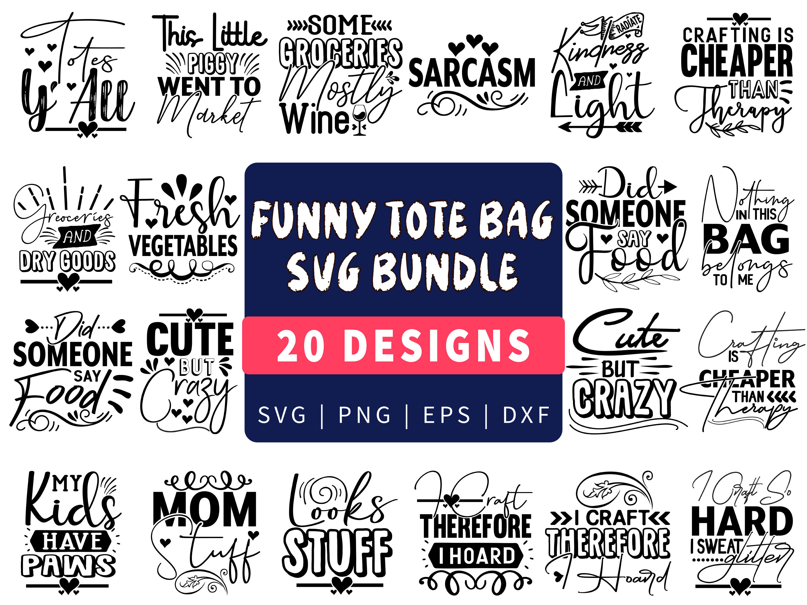 Funny Tote Bag Svg Bundle Tote Bag Quotes Svg Tote Bag - Etsy