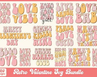 Retro Valentines SVG Bundle, Retro Valentine Designs svg, Valentine Shirts svg, Cute Valentines svg, Heart Shirt svg, Love, Cut File Cricut