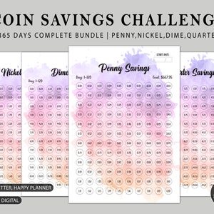 365 Days Penny Nickel Dime Quarter SAVINGS CHALLENGE BUNDLE | Money Savings Challenge | Savings Tracker | Coin Savings Challenge